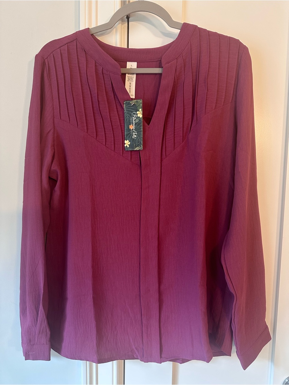 Women’s Pintuck Yoke Blouse — Deep Plum